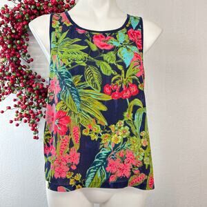 ANTHROPOLOGIE TANK NAVY PINK FLORAL FRONT
SIZE MED NWT
